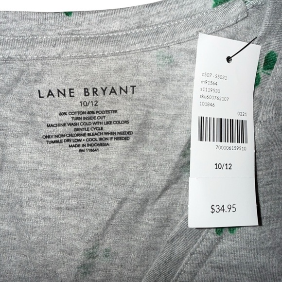 NWT LANE BRYANT Luckiest Clover Graphic Tee - 10/12 Grey/Green - Picture 11 of 11